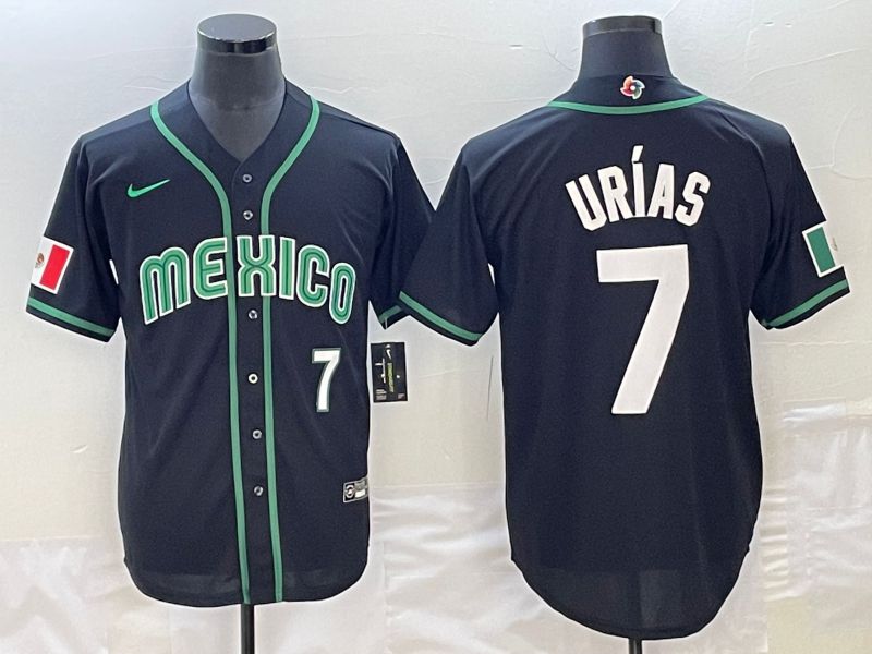 Men 2023 World Cub Mexico 7 Urias Black Nike MLB Jersey29